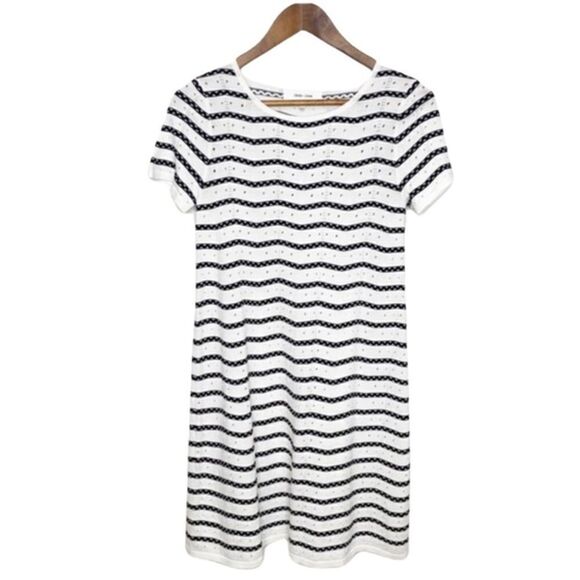 John + Jenn Zig Zag White Black Pinhole Dress XS - Picture 1 of 10